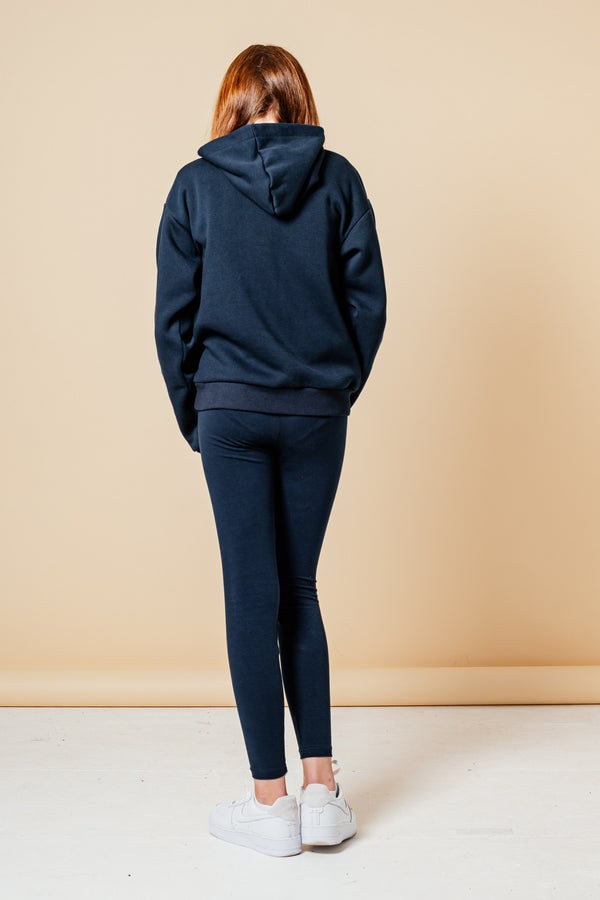 HEART SHAPE OVERSIZED HOOD - NAVY