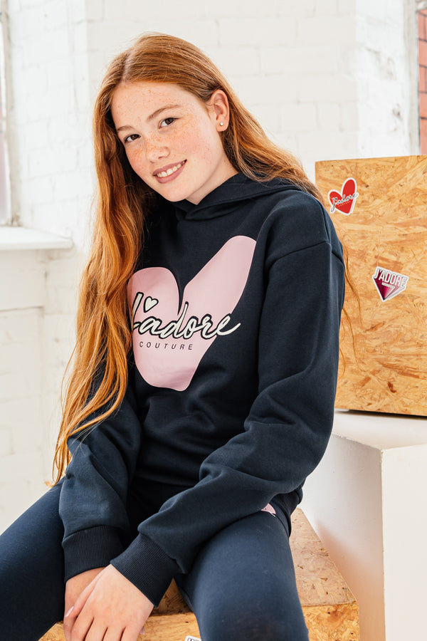 HEART SHAPE OVERSIZED HOOD - NAVY