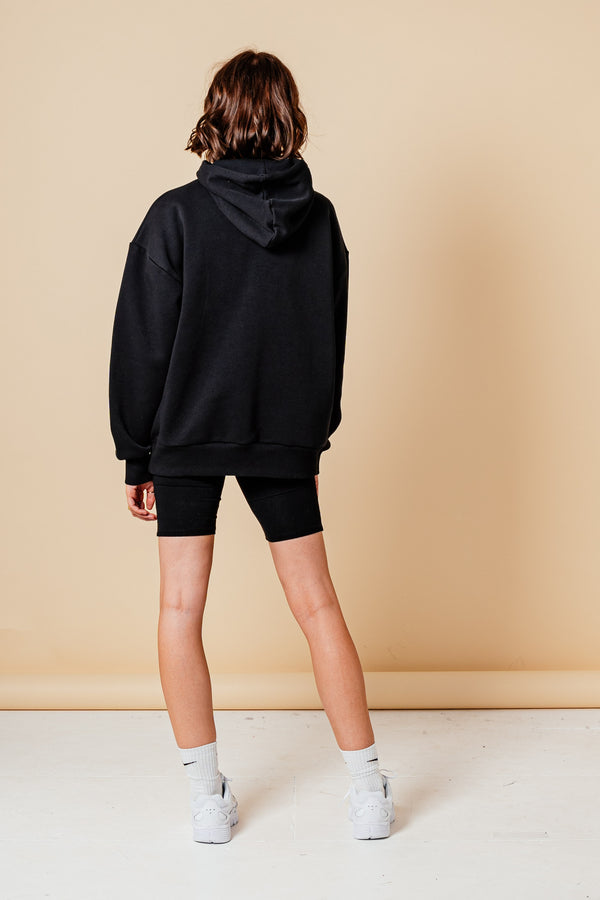 HEART SHAPE OVERSIZED HOOD (W) - BLACK