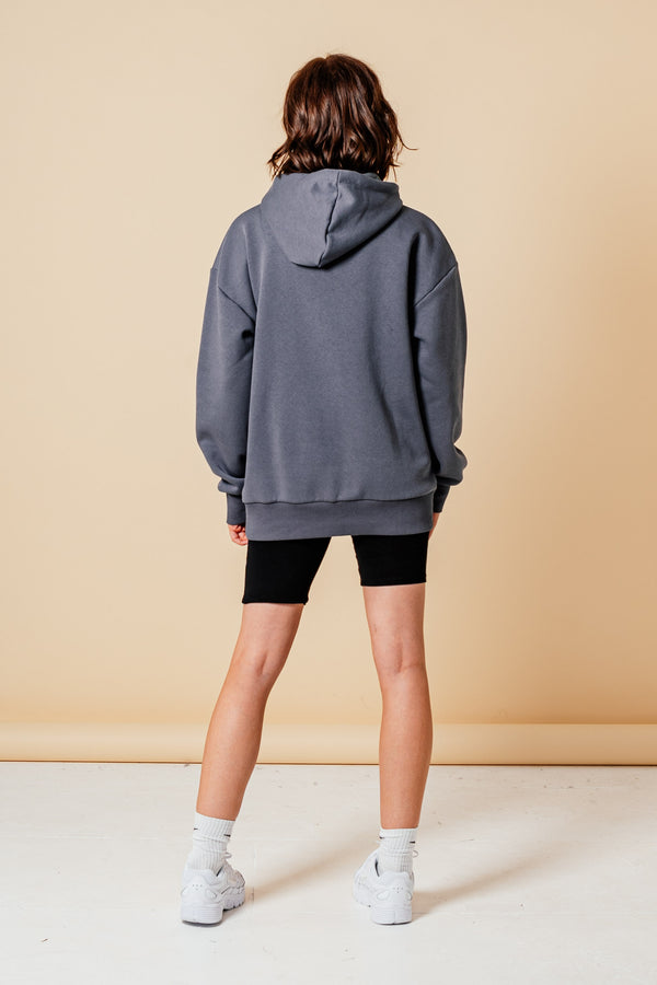 HEART SHAPE OVERSIZED HOOD (W) - DARK GREY