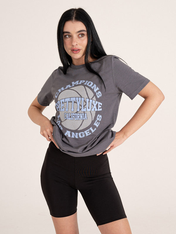 Hoops Tee- Charcoal