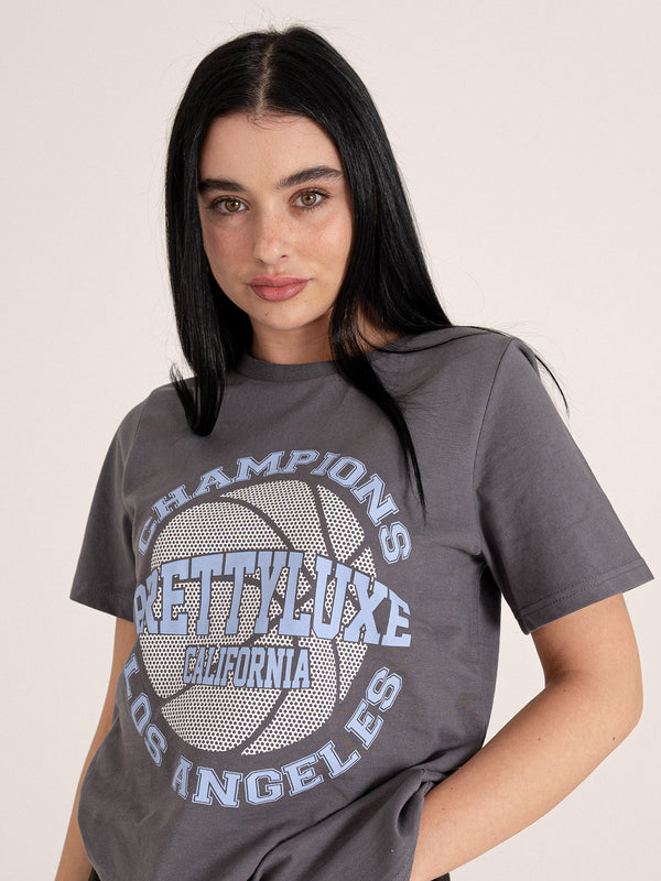 Hoops Tee- Charcoal